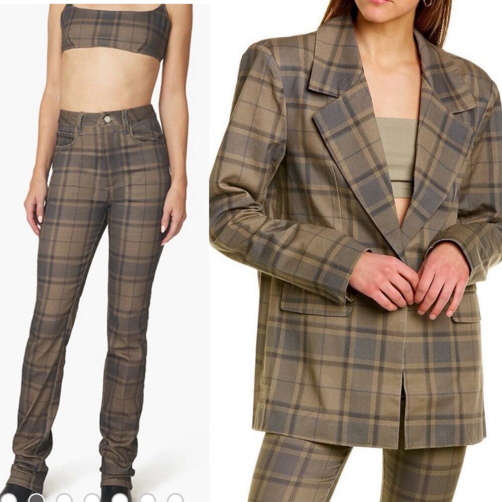 NWT WeWoreWhat Cool Plaid Matching Set 3 Piece Icon Jean Bra Top Blazer Small 27